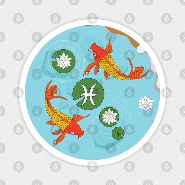 Pisces On A Pond Magnet by thebuniverse